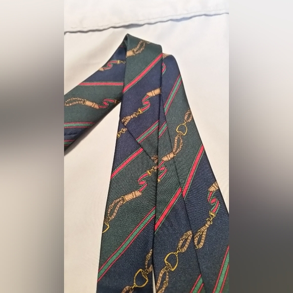 Authentic Vintage GUCCI 100% Silk Equestrian Tartan Made in Italy Neck Tye Tie - Picture 6 of 9